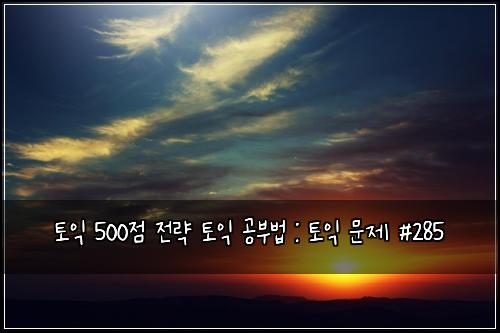 토익 500점 전략 토익 공부법 : 토익 문제 #285