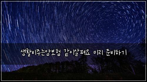 생활비주는암보험 같이살펴요  미리 준비하기