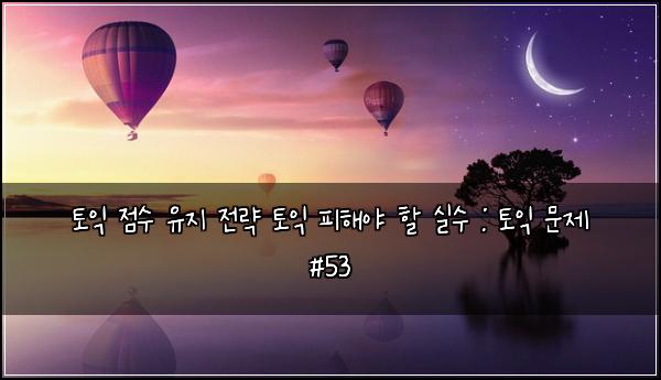 토익 점수 유지 전략 토익 피해야 할 실수 : 토익 문제 #53