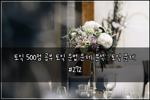 토익 500점 공부 토익 문법 문제 분석 : 토익 문제 #272