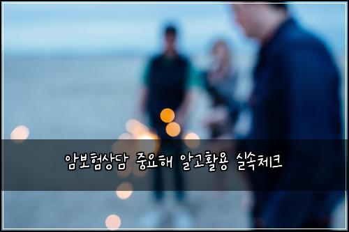 암보험상담 중요해 알고활용 실속체크