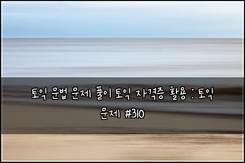 ํ ์ต ๋ฌธ๋ฒ ๋ฌธ์ ํ์ด ํ ์ต ์๊ฒฉ์ฆ ํ์ฉ : ํ ์ต ๋ฌธ์ #310