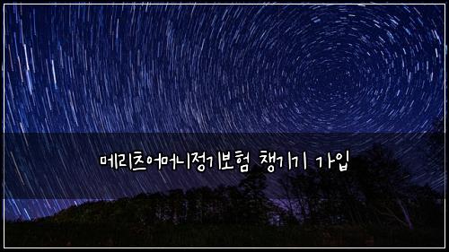 메리츠어머니정기보험 챙기기  가입