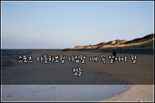 스포츠 자동차보험 가입할 때 꼭 알아야 할 점들