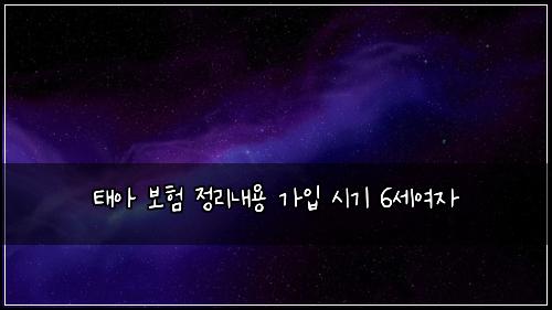 태아 보험 정리내용  가입 시기 6세여자