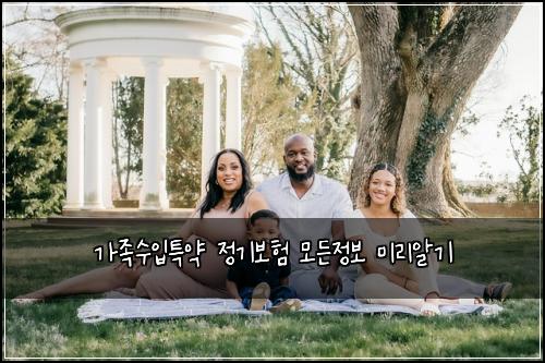 가족수입특약 정기보험 모든정보  미리알기