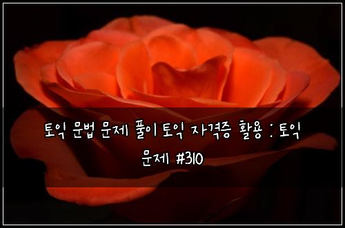 ํ ์ต ๋ฌธ๋ฒ ๋ฌธ์ ํ์ด ํ ์ต ์๊ฒฉ์ฆ ํ์ฉ : ํ ์ต ๋ฌธ์ #310