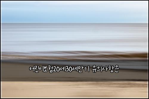 어린이보험20세30세만기 유의사항은