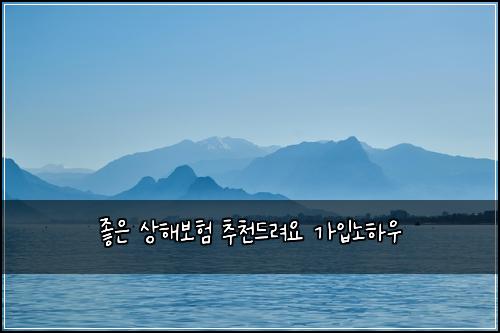 좋은 상해보험 추천드려요  가입노하우