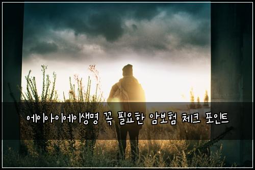에이아이에이생명 꼭 필요한 암보험 체크 포인트