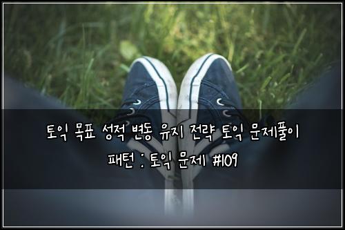 토익 목표 성적 변동 유지 전략 토익 문제풀이 패턴 : 토익 문제 #109