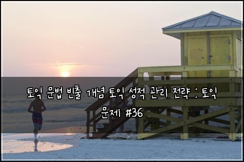 토익 문법 빈출 개념 토익 성적 관리 전략 : 토익 문제 #36