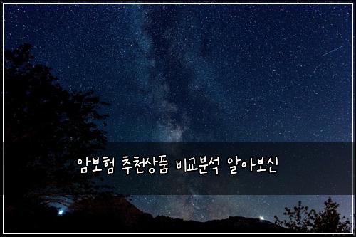 암보험 추천상품  비교분석 알아보신